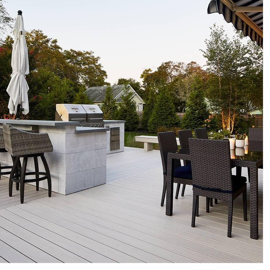 Engineered outdoor dining deck